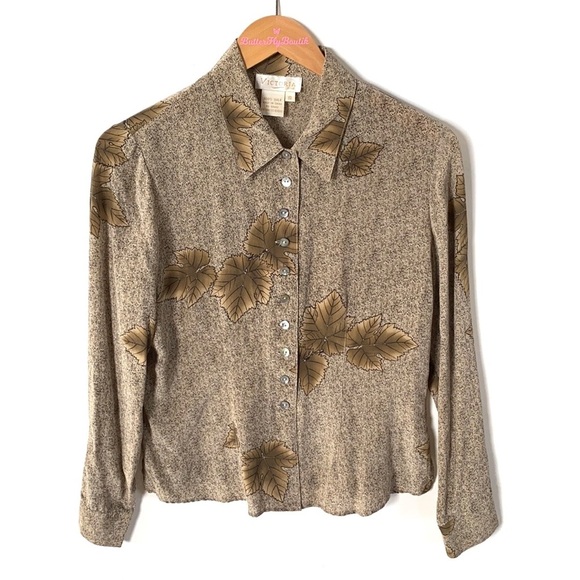 VTG Victoria Soie 100% Silk Floral printed, Size S - Picture 1 of 7